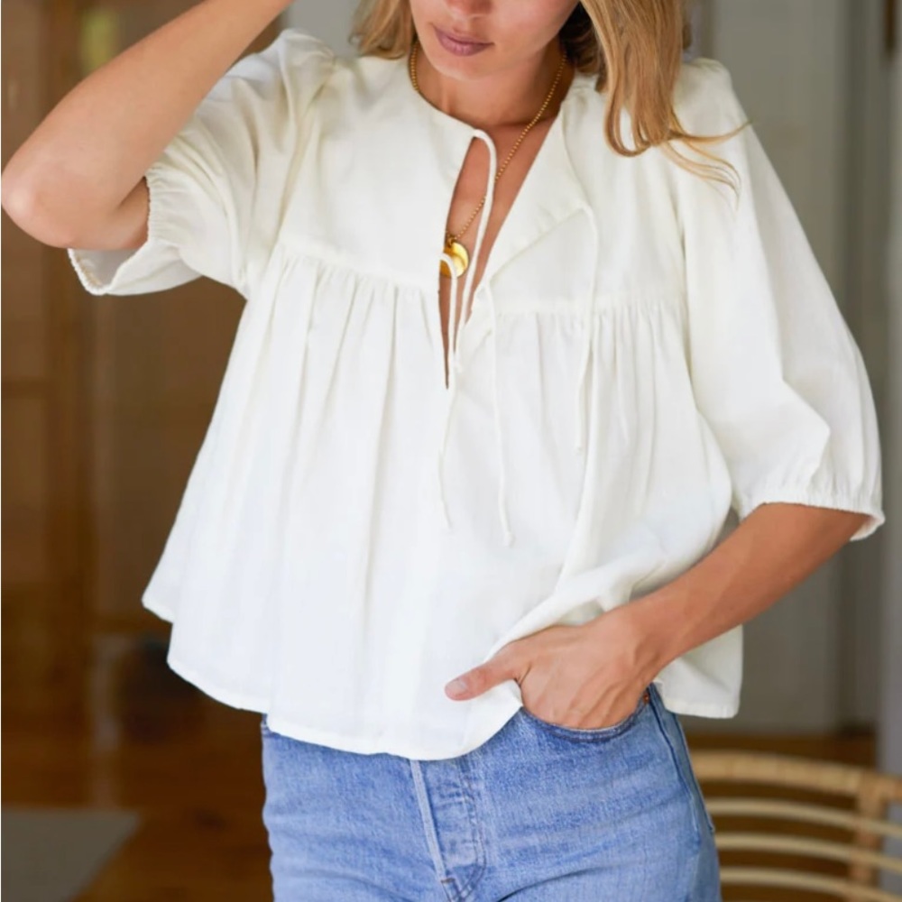 Never worn India collection for Emerson Fry ivory puff isla top size XS/S